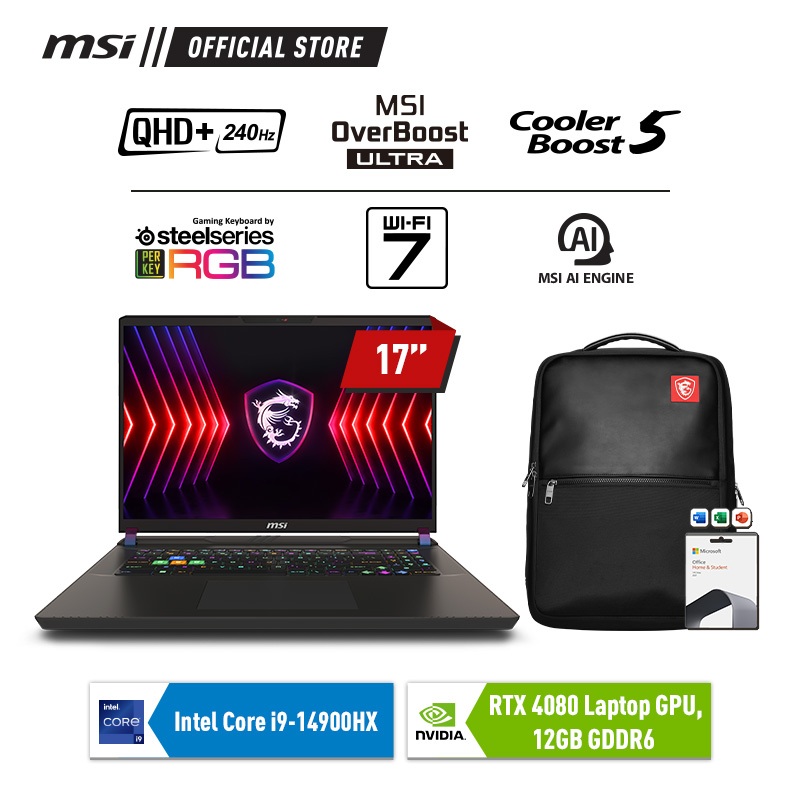 MSI Vector 17 HX A14VHG i9-14900HX RTX4080 17 QHD+(2560×1600), 240Hz