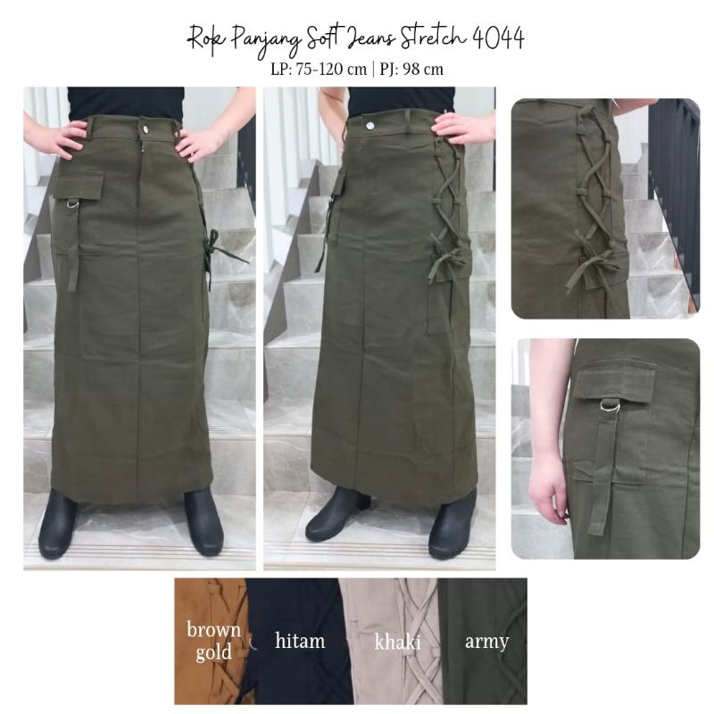 ROK CARGO 7/9 ROK CARGO PANJANG ROK DUYUNG REMPEL BAHAN SOFT JEANS STRETCH TEBAL HALUS ADEM PINGGANG