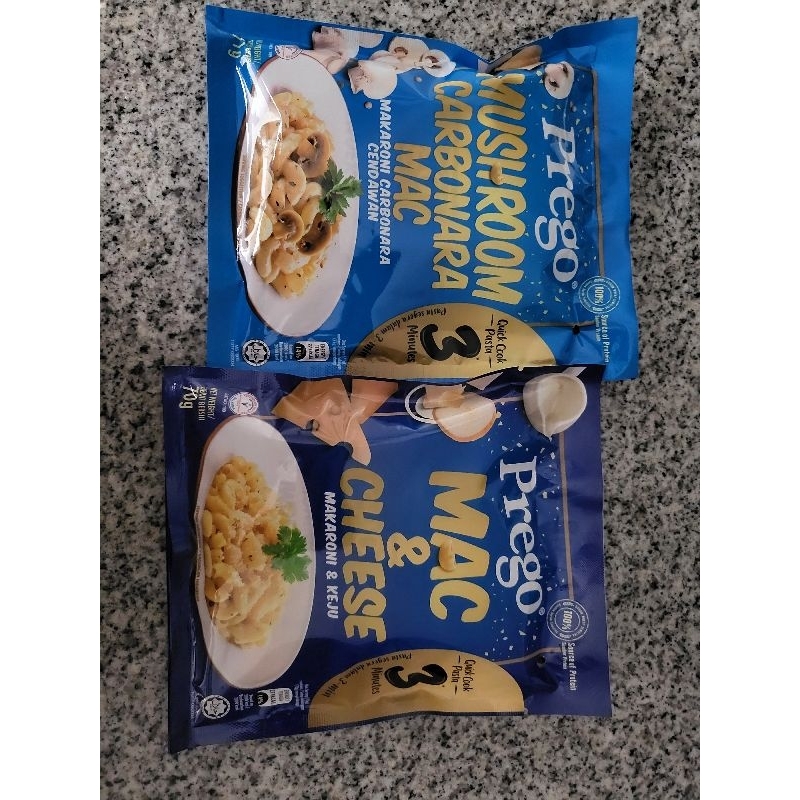 

PREGO Quick Cook Pasta Prego Mushroom Carbonara Mac & Prego Mac & Cheese HALAL 71 gr