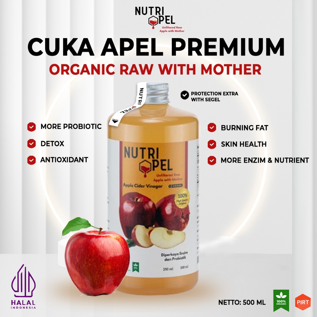 

NutriApel Cuka Apel Original 500ml 250ml / Nutrihoney Apple Cider Vinegar With Mother
