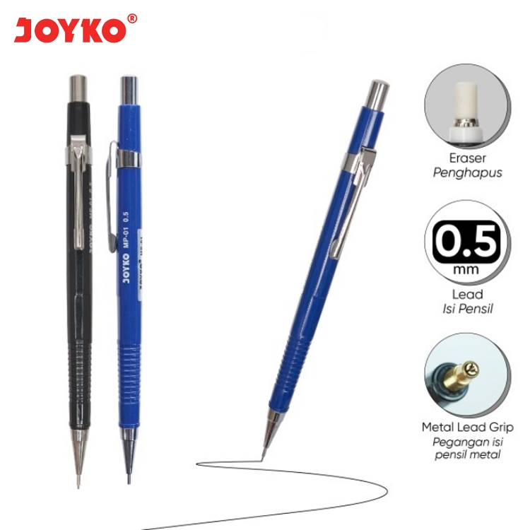 

JOYKO Pensil Mekanik Pensil Isi MP-01 0.5 mm Tersedia 1 Pack (12 Pcs) / 6 Pcs / 3 Pcs / 1 Pcs