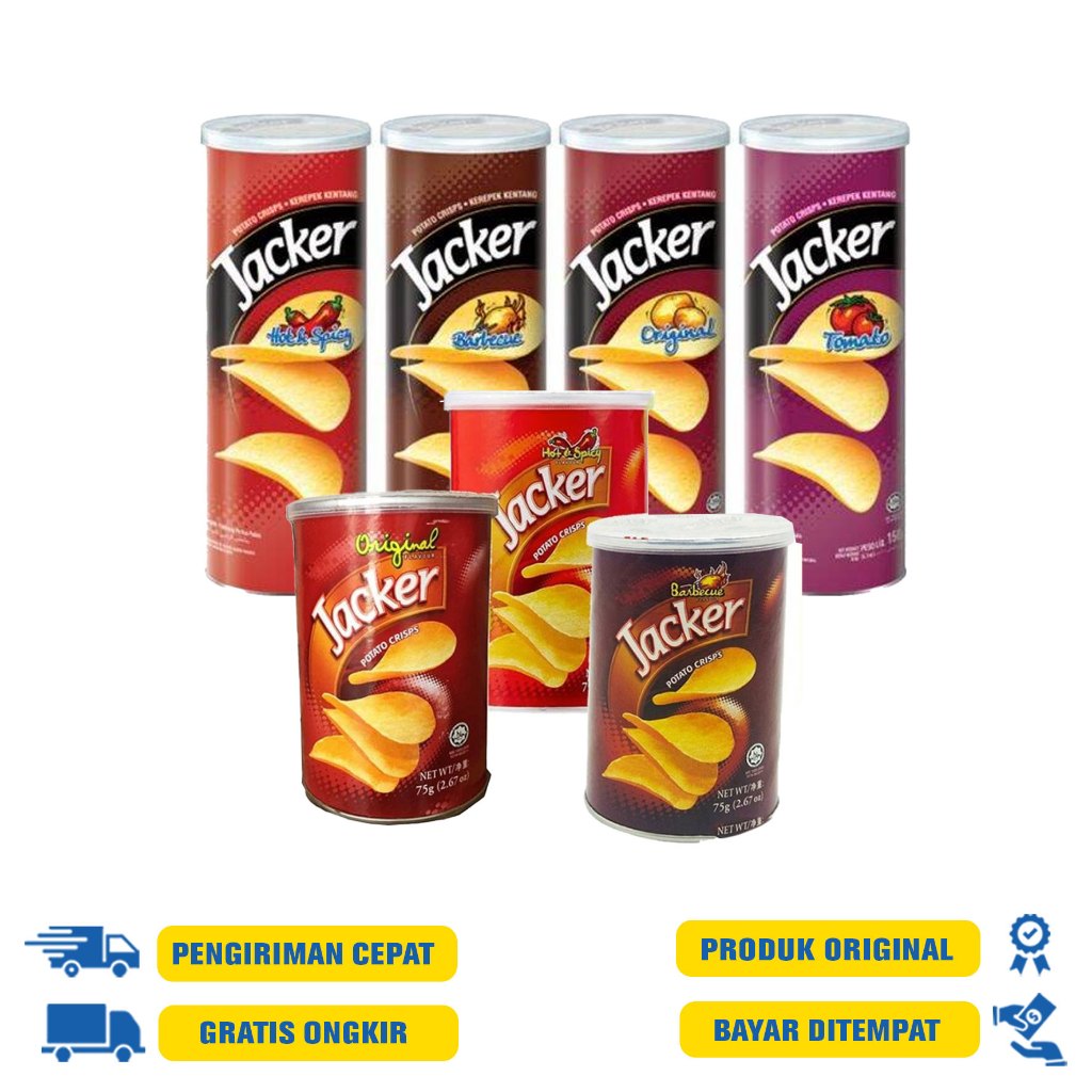 

Jacker Potato Crisps 75 G.R - Original | BBQ | Hot Spicy