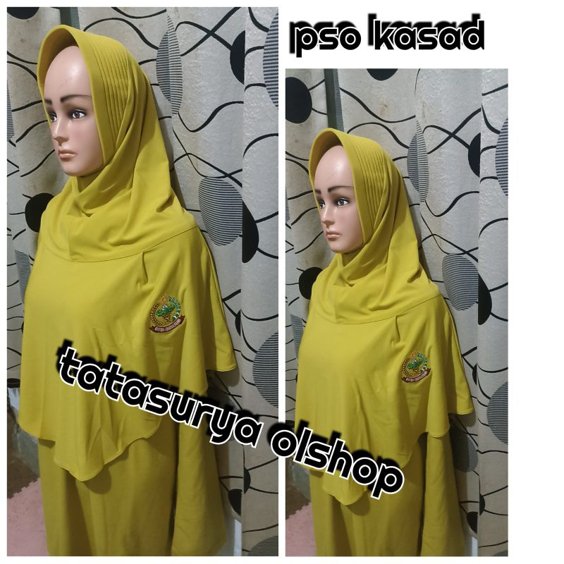 JILBAB KERUDUNG PSO LEMON KASAD PEMBAGIAN KUNING TERBARU ada LOGO BORDIR