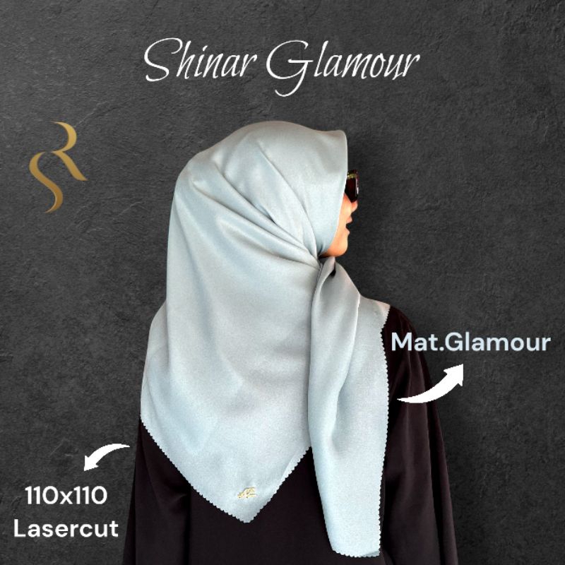 Shinar Glamour Premium 110x110 Lasercut {FREE POUCH} / Segiempat Glamour/ Hijab Glitter / Kerudung G