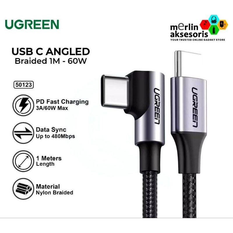 Ugreen Kabel data charger USB type C to type C 60W 50123 & 50125  1M & 2M nylon