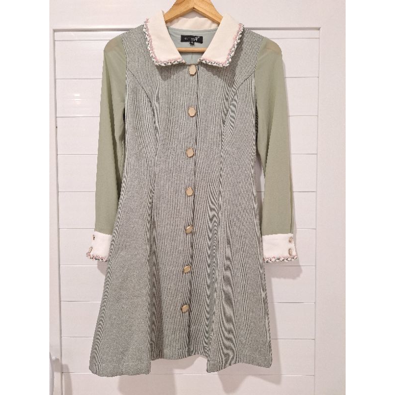 PRELOVED DRESS SAGE GREEN LONG SLEEVE