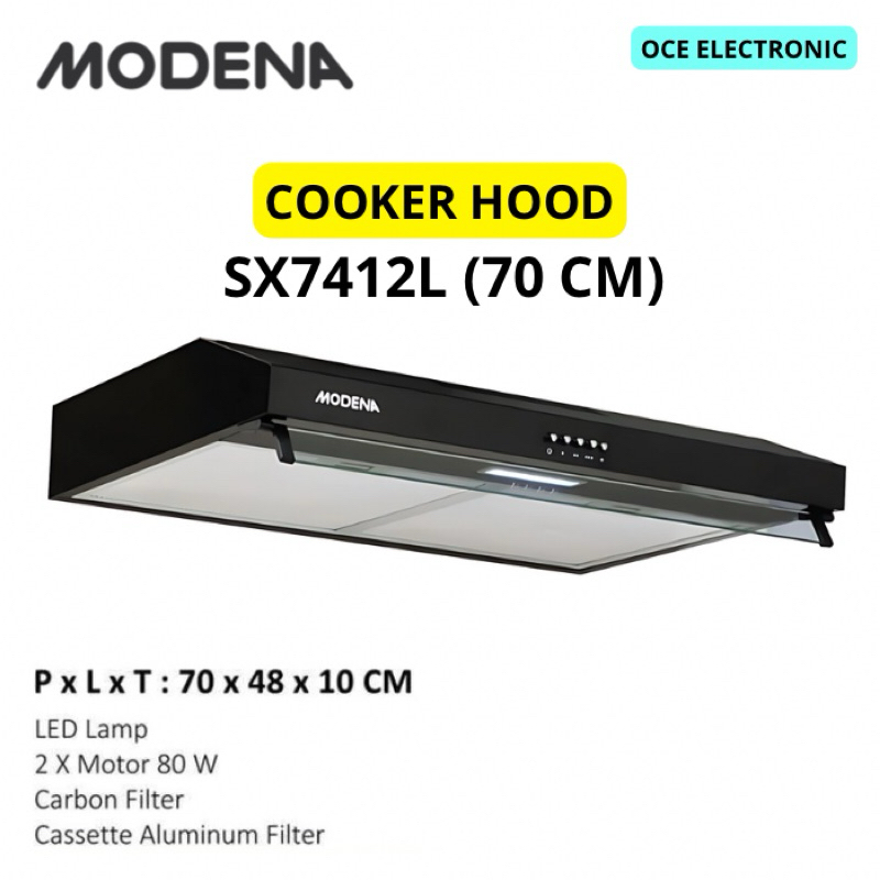 COOKER HOOD MODENA SX7412L [70 CM] PENGHISAP ASAP DAPUR