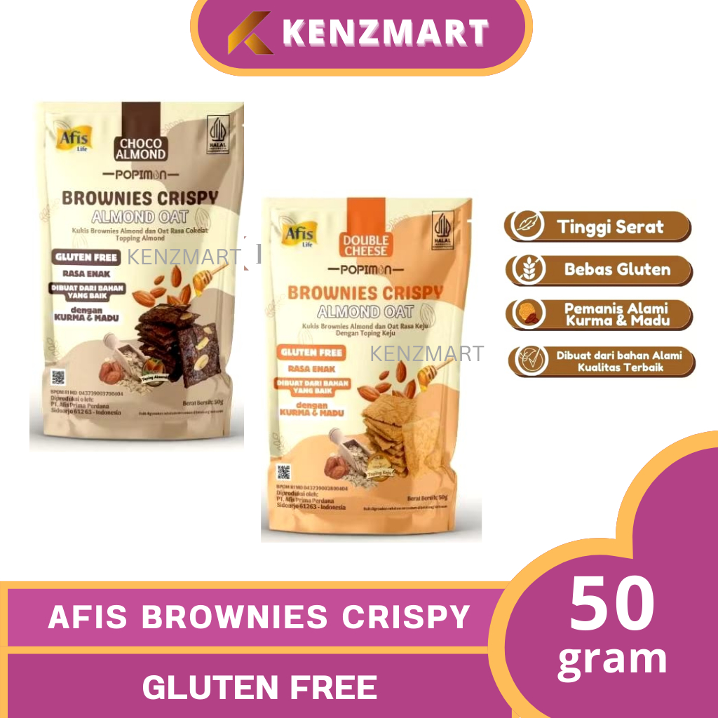 

Afis Life Popimon Brownies Crispy Almond Oat | Camilan Snack Kukis Sehat Anak dan Keluarga