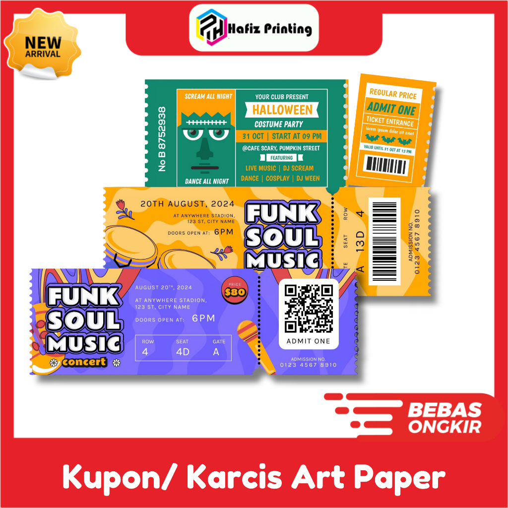 Cetak kupon custom/ kupon jalan sehat/ karcis parkir/ kupon undian art paper