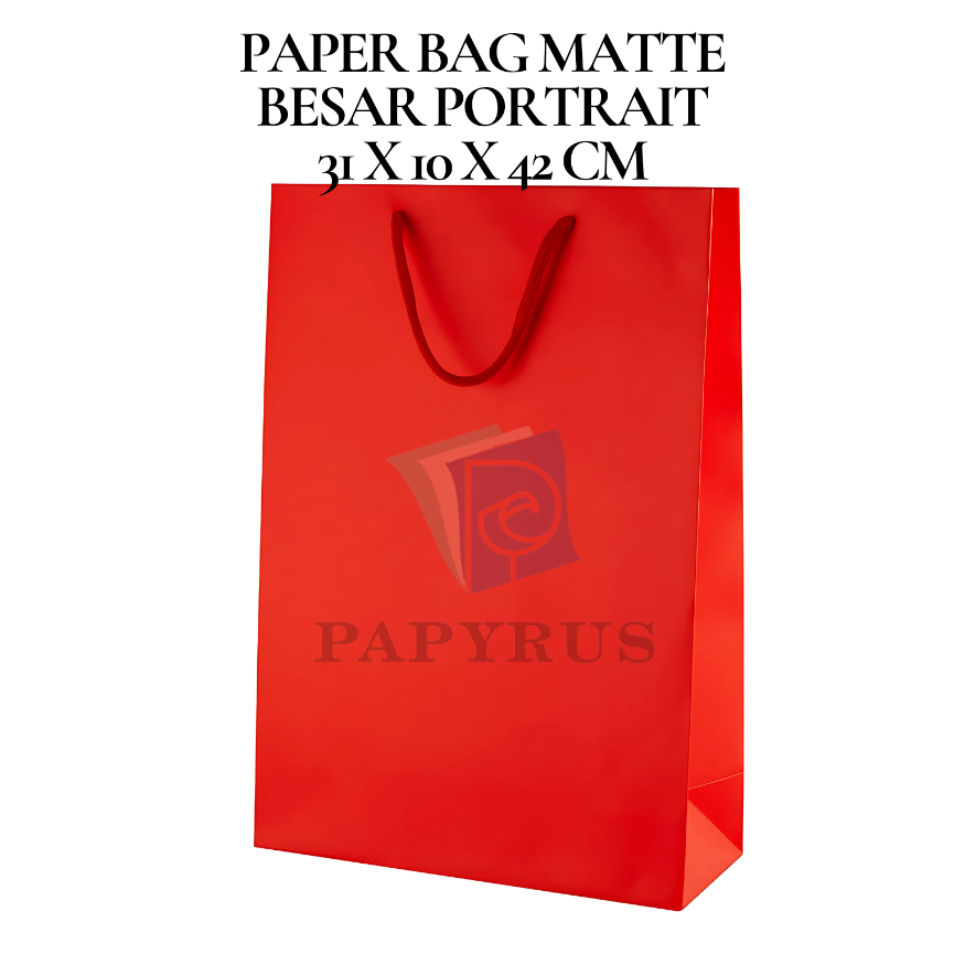 

PAPER BAG POLOS / HAMPERS BAG / GOODIE BAG / SOUVENIR BAG / TAS KADO POLOS / GIFT BAG / PAPER BAG MATTE DOFF BESAR PORTRAIT MERAH 31 CM X 10 CM X 42 CM