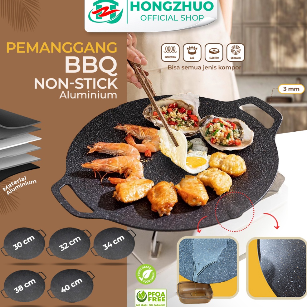 Terlaris Hongzhuo Alat pemanggang  Tempat pemanggang bulat BBQ Piring pemanggang diameter 3234384cm