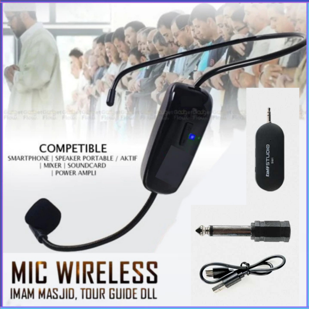 TERLARIS TaffSTUDIO Mic Bando Wireless Imam Masjid Sholat Tanpa Kabel Jarak Jauh Uhf Terbaik - SI01