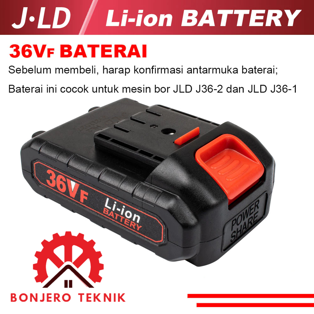 JLD Baterai Cordless 36vf Baterai Mesin Bor Cordless Battery J.Ld Tools