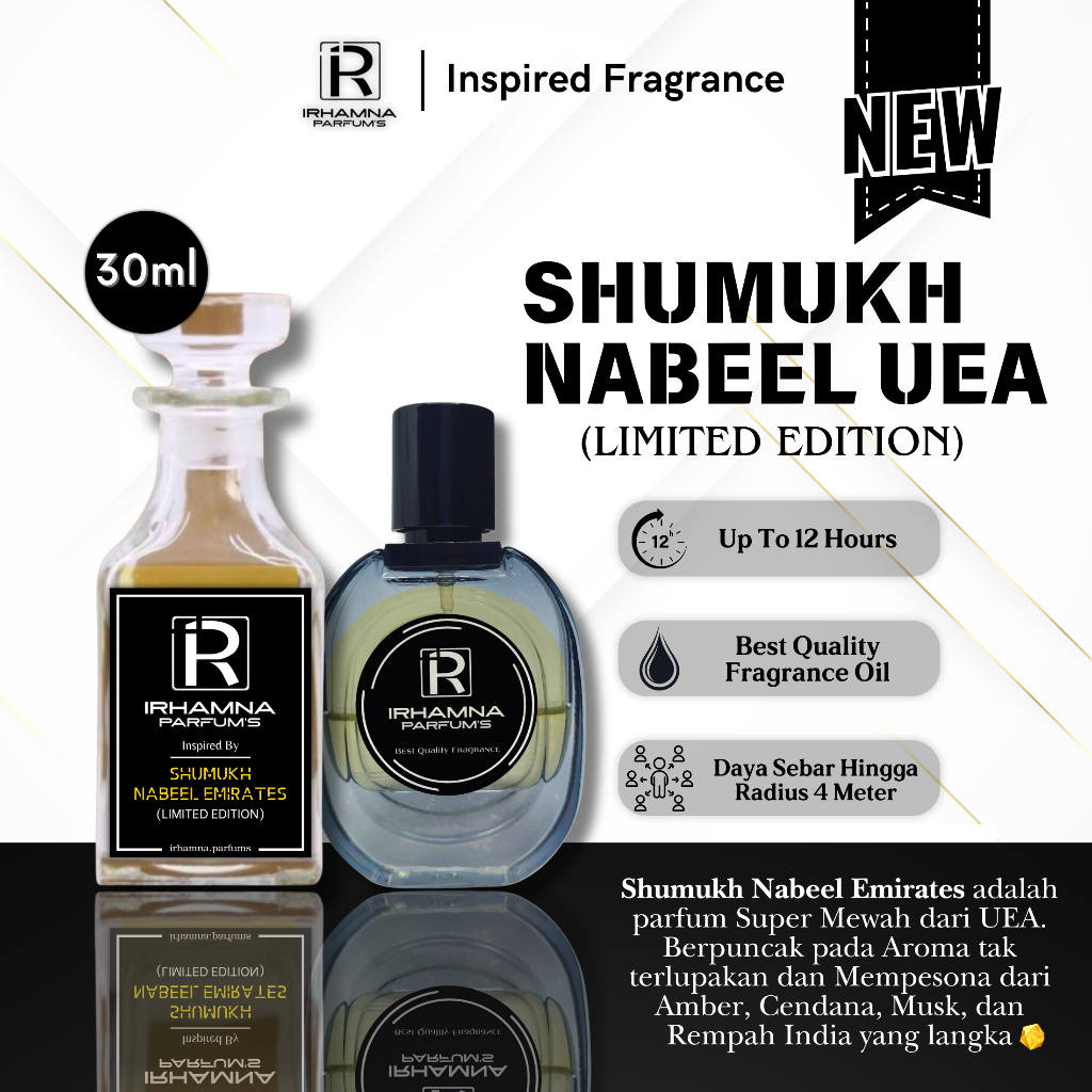 PARFUM SHUMUKH NABEEL EMIRATES PRIA, TAHAN LAMA, INSPIRED PARFUM, UKURAN 30ML BEST SELLER.