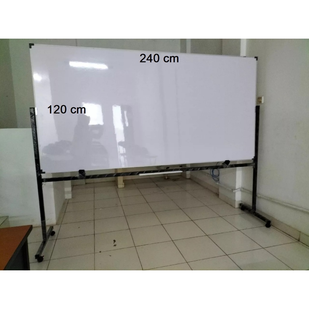

whiteboard standing ukuran 120 x 240 cm magnetic single face