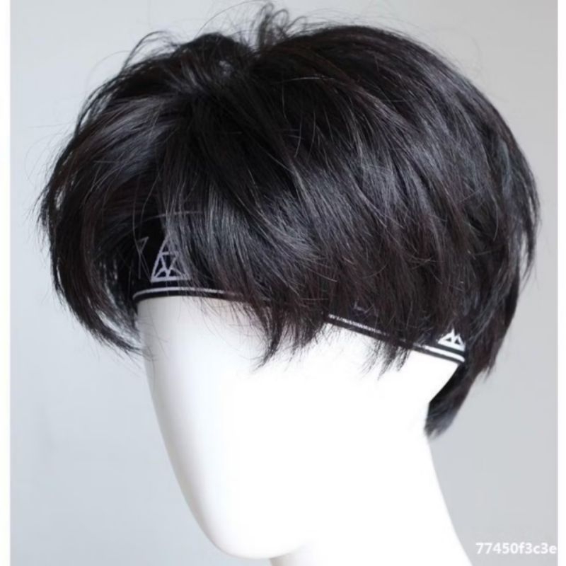 WIG PRIA PENDEK BELAH TENGAH WIG KOREA MODERN BELAH TENGAH WIG RAMBUT PALSU MODEL KOREA