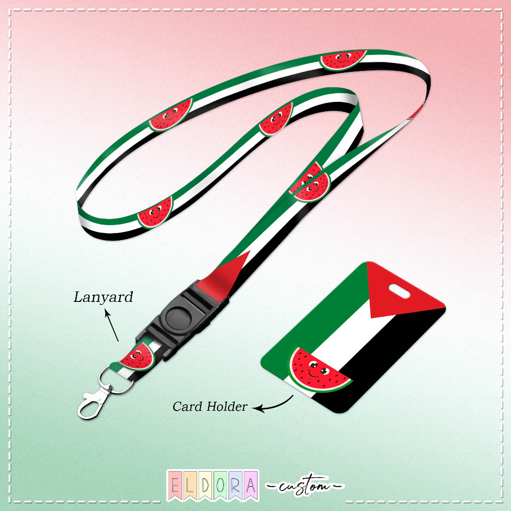 

[LANYARD] Strap id card holder Palestine set gantungan kunci - tali hp - tempat kartu - name tag