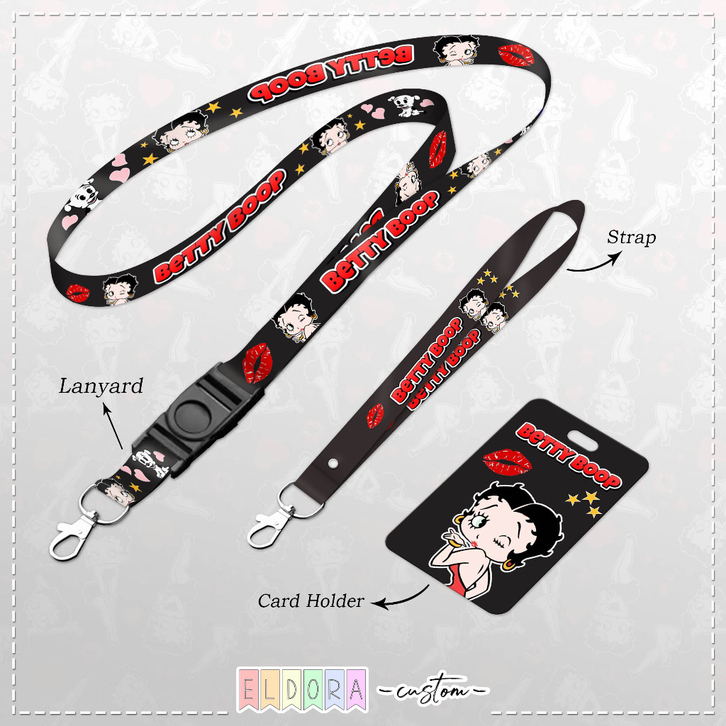 

[LANYARD] Strap id card holder Bettyboop set gantungan kunci - tali hp - tempat kartu - name tag