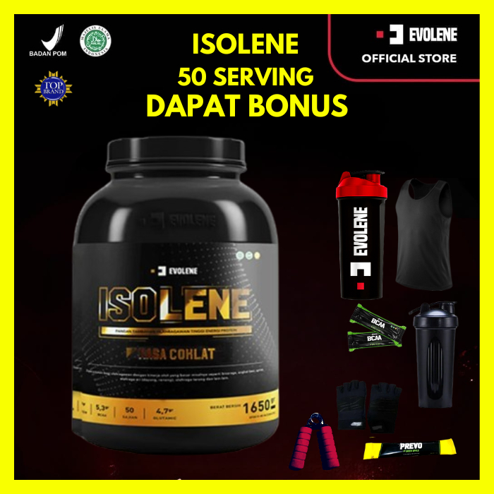 

Evolene Isolene Vanilla 1650gr/50 Sachet GRATIS SHAKER Defisit kalori whey isolate BPOM HALAL ORI