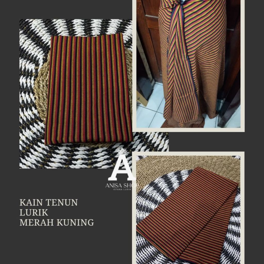 Kain Tenun Lurik Merah Kuning