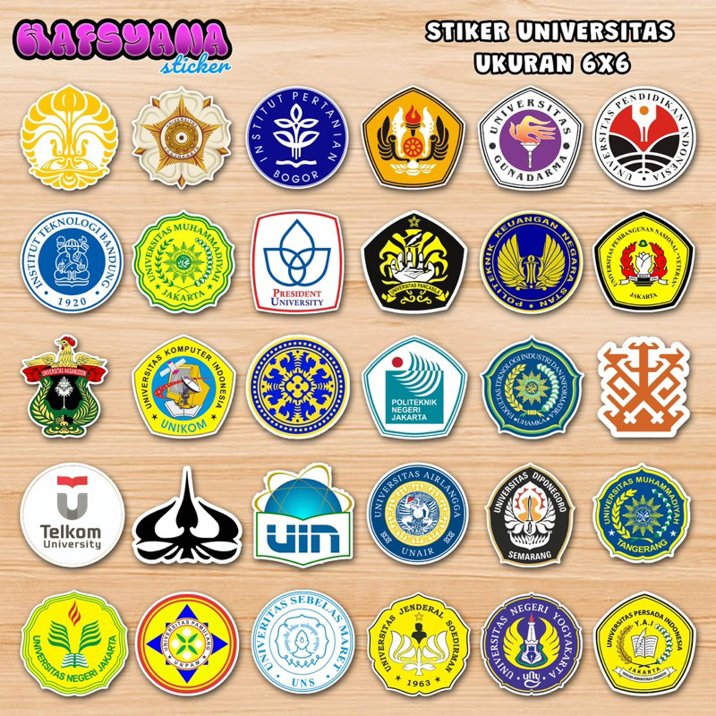 Stiker universitas stiker kampus UI UNJ ITB UGM UNPAD 6x6