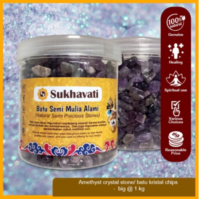 Batu Kristal / Batu Alam / Batu Kepingan Kristal / Crystal Stones Chips Amethyst