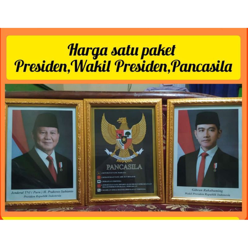 Peket lengkap pigura dan poster Presiden/Wakil Presiden/Pancasila