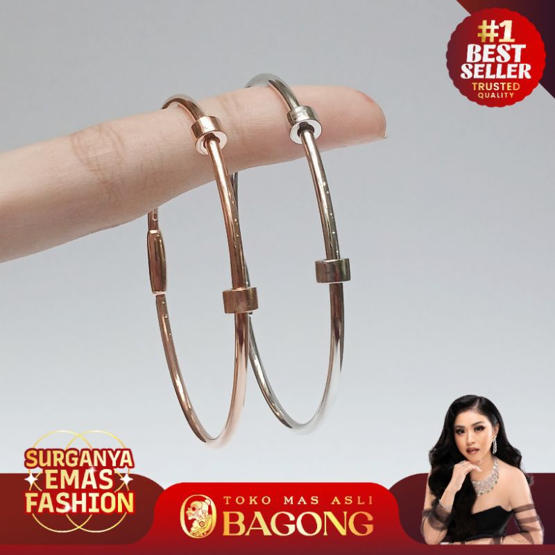GELANG FASHION BANGLE CHARM 17K/750 - ASLI BAGONG GOLD BAGONG EMAS