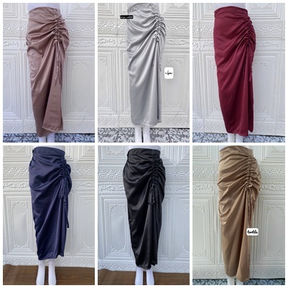 Termurah Rok Serut Rok Kondangan Maxi Rok Polos Premium Satin Rok Kerja Cewek Kantor Wanita Casual K