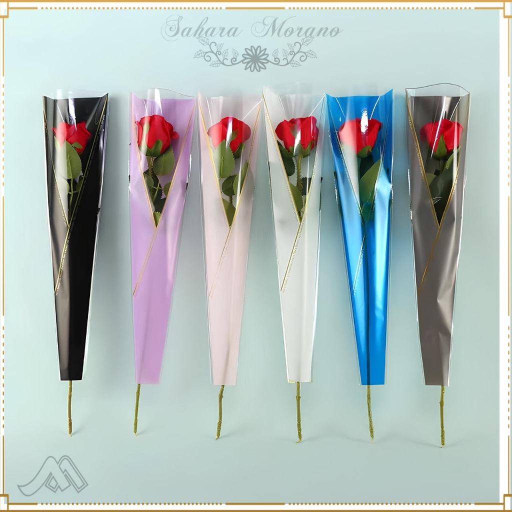 

[ 5 PCS ] Flower Wrapping Single Rose Plastik Transparant Bunga Waterproof