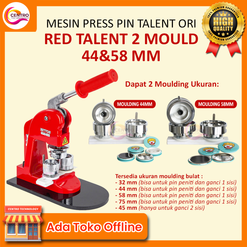 Mesin Press Pin RED Talent Original 2 Moulding Pilih Ukuran Alat Cetak Pin Manual