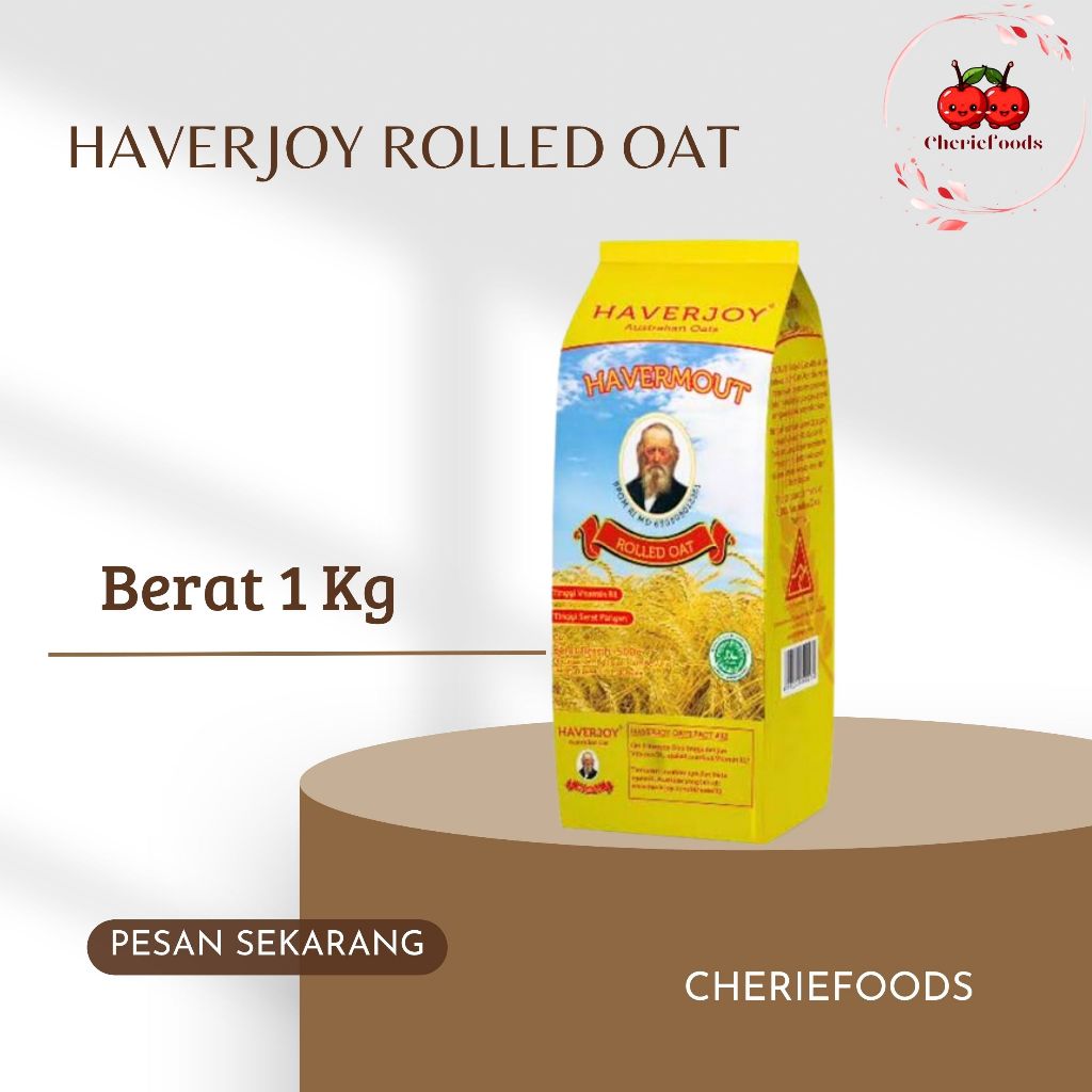 

Haverjoy Rolled Oatmeal Kemasan Kuning 1kg/ Oatmeal Murah/ Sereal Instant Oatmeal