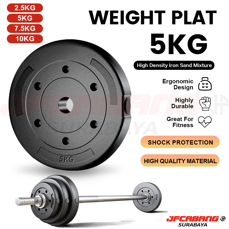 7.5KG/10KG Weight Plate 3CM Barbell Plate PVC Piringan Beban Plat Barbel Dumbell Rubber Cement Plate