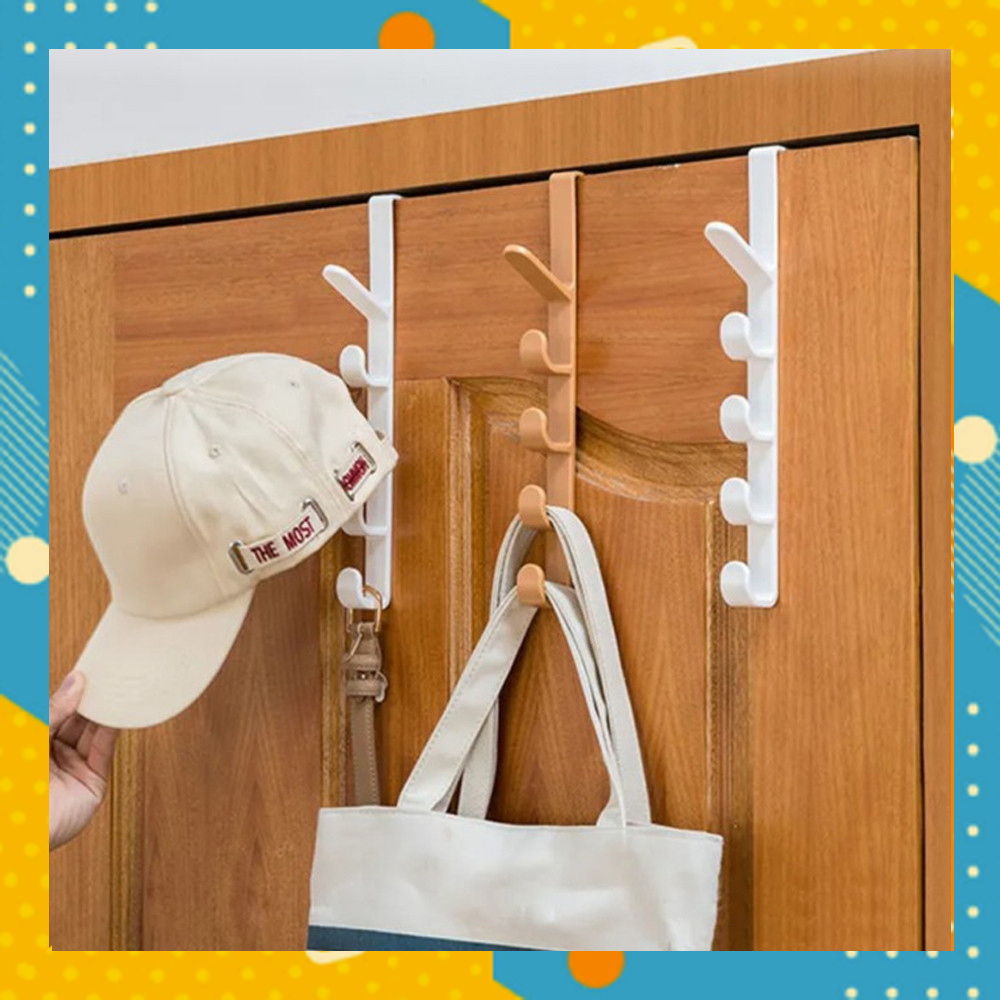 Gantungan Baju Pintu VERTIKAL 5 KAIT Hanger Pakaian Celana Topi Hook Tanpa Paku Gantung AR11TGAL