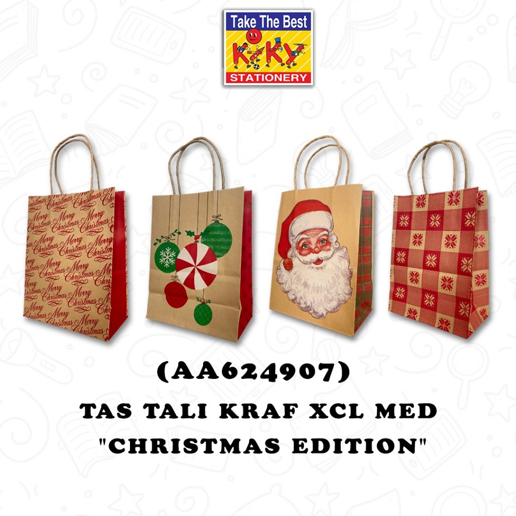 

10 Pc / 1 Pack Paper Bag Natal Uk M / Hampers Natal / Tas Paper Bag Natal / Tas Kertas Natal / Paper Bag Christmas