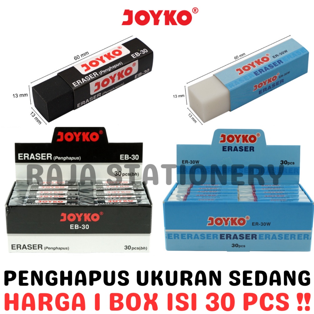 

KODE S15I JOYKO ERASER BLACK WHITE PENGHAPUS JOYKO PANJANG PUTIH HITAM ER3W EB3 3PCS