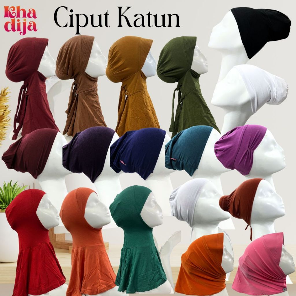 CIPUT ARAB KATUN netral premium colour warna maroon pink ungu hitam putih inner hijab ninja pet