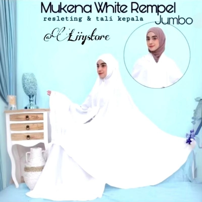 SETELAN MUKENA DEWASA POLOS REMPEL JUMBO PREMIUM DGN RESLETING FREE TAS TRAVEL CANTIK SEBAGAI PERLEN