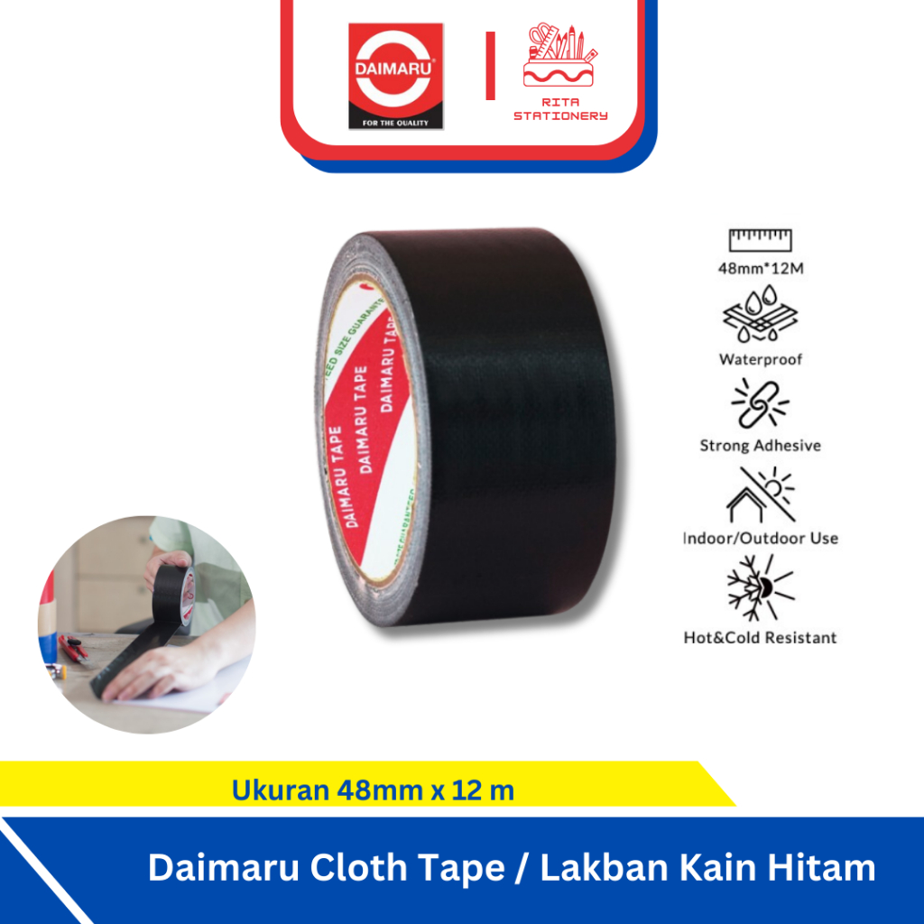 

Daimaru Cloth Tape Lakban Kain Warna Hitam Jilid 48 mm x 12 meter