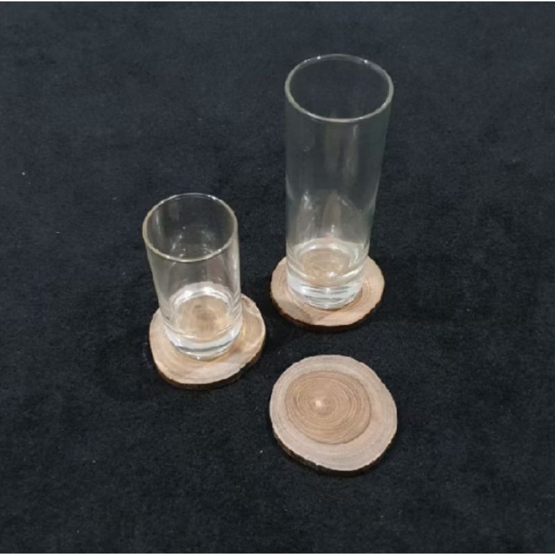 Tatakan Gelas Kayu Jati Natural Wood Slice