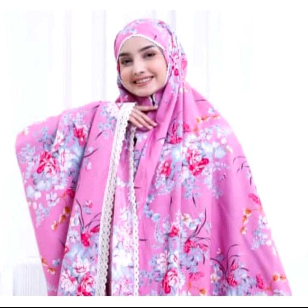MUKENA DEWASA MOTIF BUNGA SAKURA // MUKENA JUMBO TERLARIS