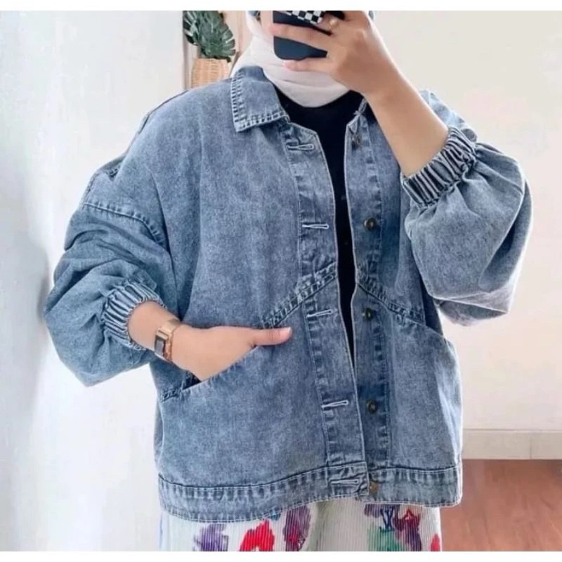 jaket jeans oversize wanita LD 120 CM PB 51 CM PL 40 CM