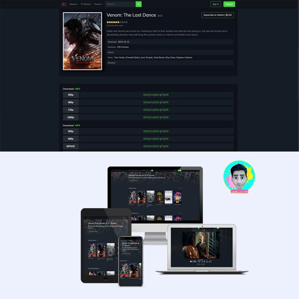 LANDING PAGE WEBSITE MOVIE V1 AUTO SCHEDULE AGC UNTUK CPA AFILIASI