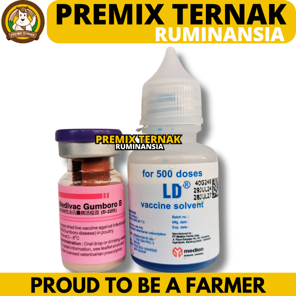 VAKSIN MEDIVAC GUMBORO B 500 DOSIS + PELARUT - Vaksin Gumboro IBD Aratan Ayam Burung Unggas