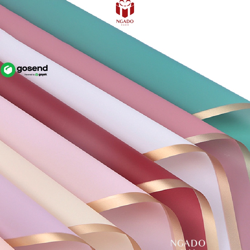 

Grosir Spesial 5 LEMBAR List Gold Cellophane Flower Wrapping Line Paper Kertas Buket Bunga Korea Waterproof Flower Bucket Tahan Air Pinggiran Emas