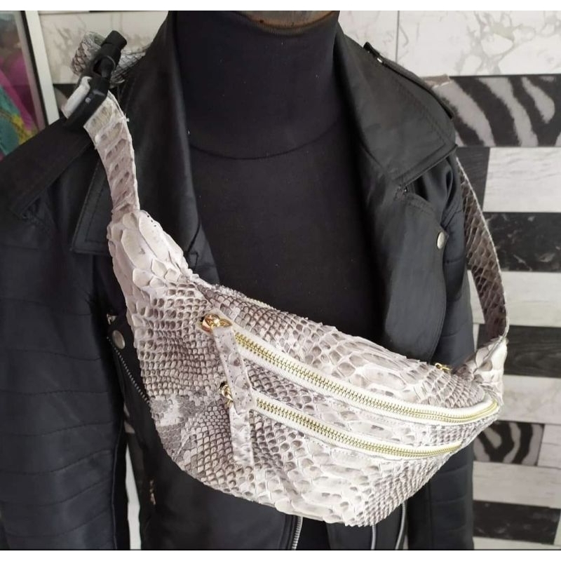 Tas Kulit ular Waist Bag Original phyton