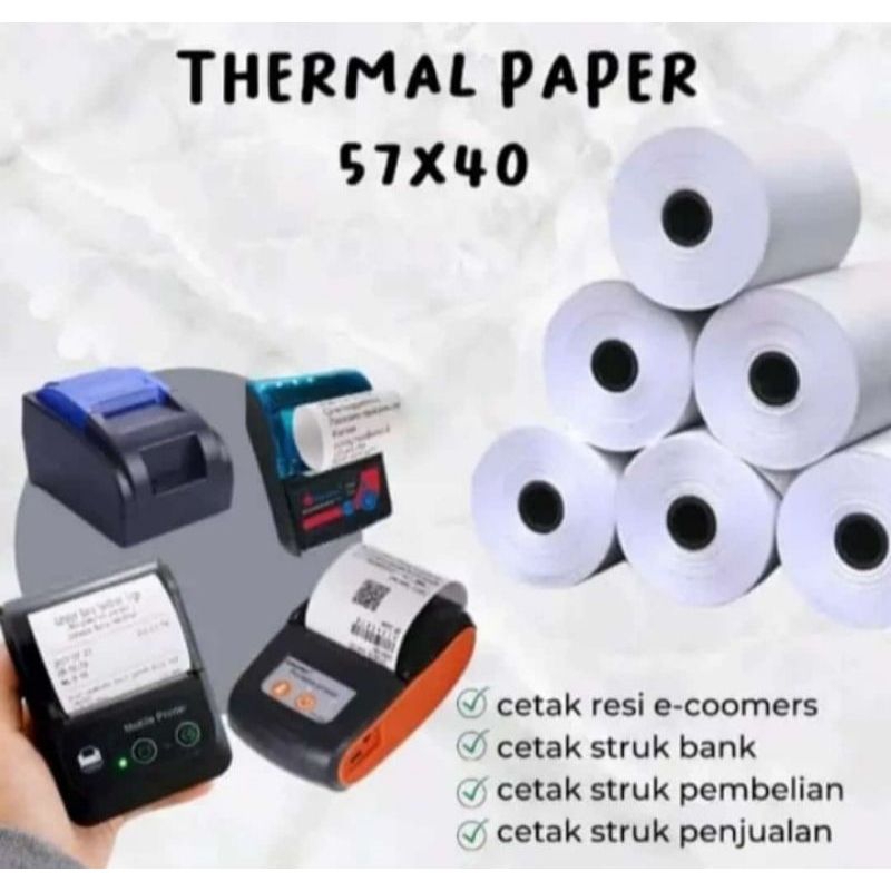 

Kertas kasir thermal EDC 58×40mm paket 100Roll(1Box)