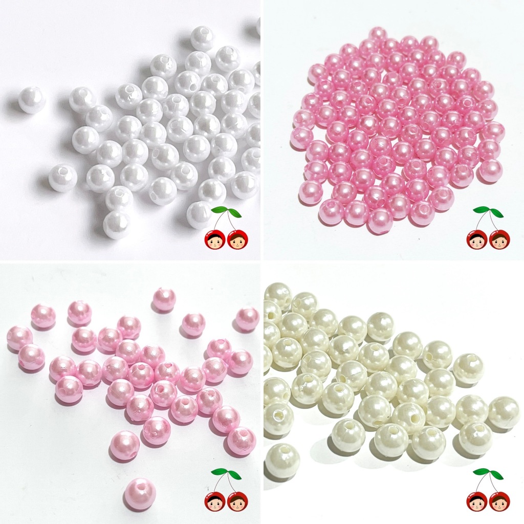 GROSIR Manik Bola Bulat Mutiara 8mm (per pon)