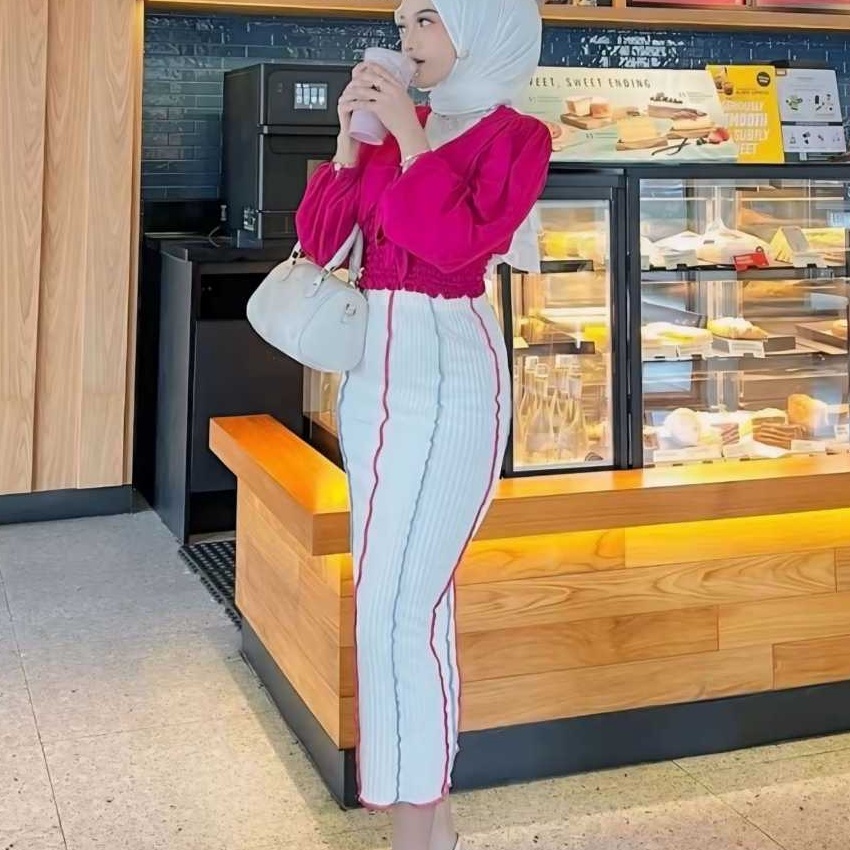 Termurah Rok Skirt Pelangi Gladys  Rok Korean  Rok Span  Rok knit  Rok Skirt Rainbow  Rok Span Panja