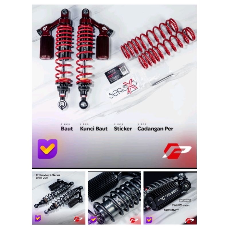 SHOCK BREAKER BELAKANG TABUNG ATAS PROFENDER APRILLIA SRGT 200 UK 360/370MM